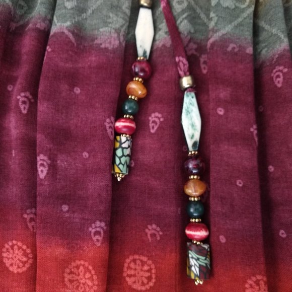 PLATINUM‎ by Dorothy Schoelen Petite Skirt Multicolor Boho Side Slits Drawstring - Picture 7 of 15